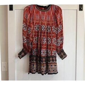 TANVI KEDIA Long Sleeve Red‎ Boho Mini Dress Size XS